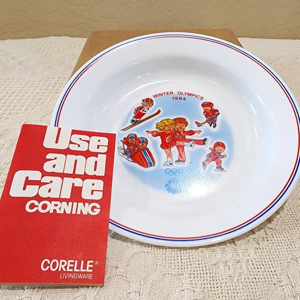 1984 NIB Corelle CAMPBELL'S KIDS Rim Soup Bowl - Winter Olympics in Sarajevo